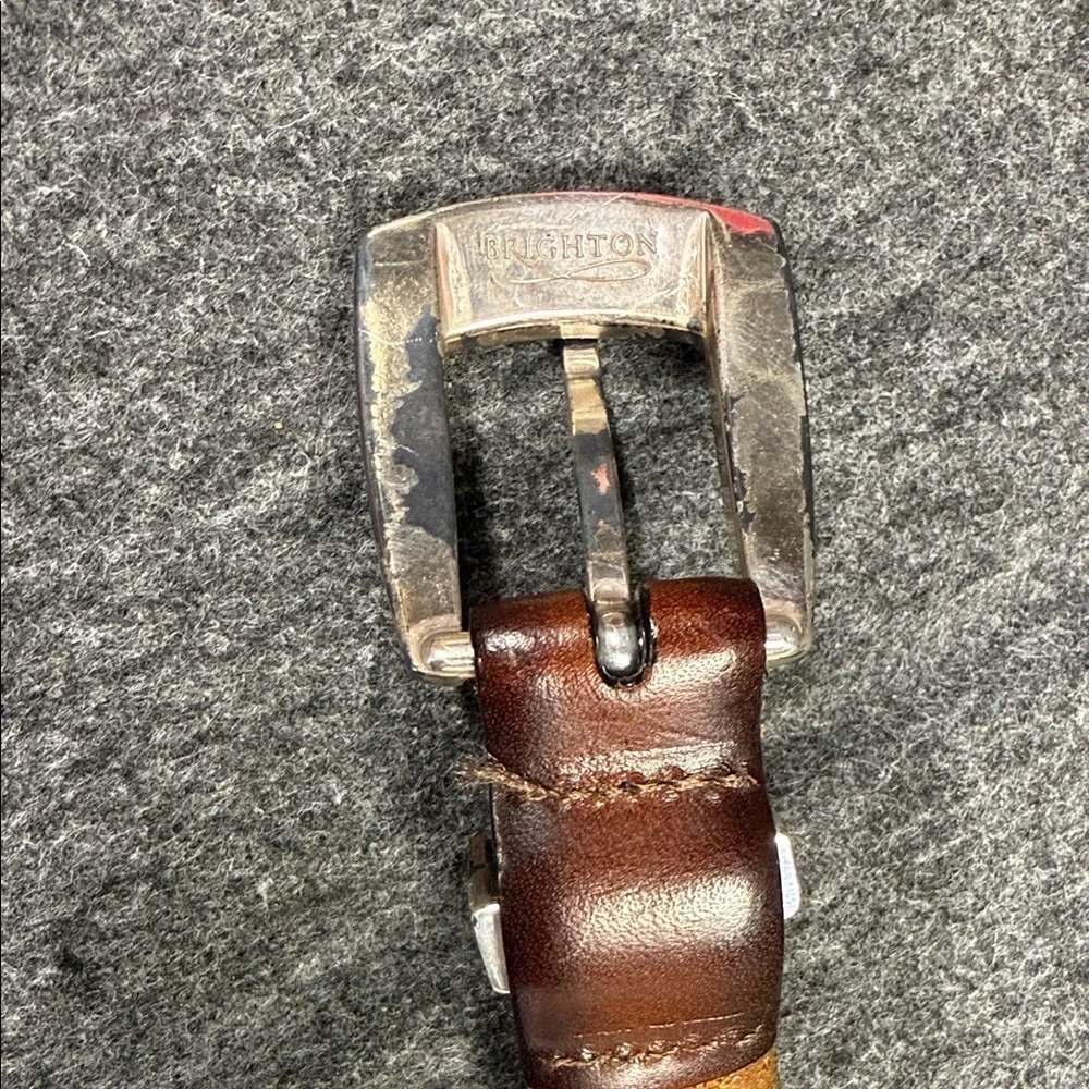Brighton ONYX Tan Leather Belt with Distinctive Silver Buckle